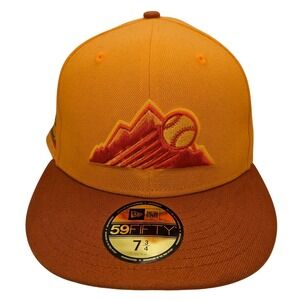 New Era 59FIFTY Colorado Rockies 25th Anniversary Fitted Hat Orange 7 3/4 NEW